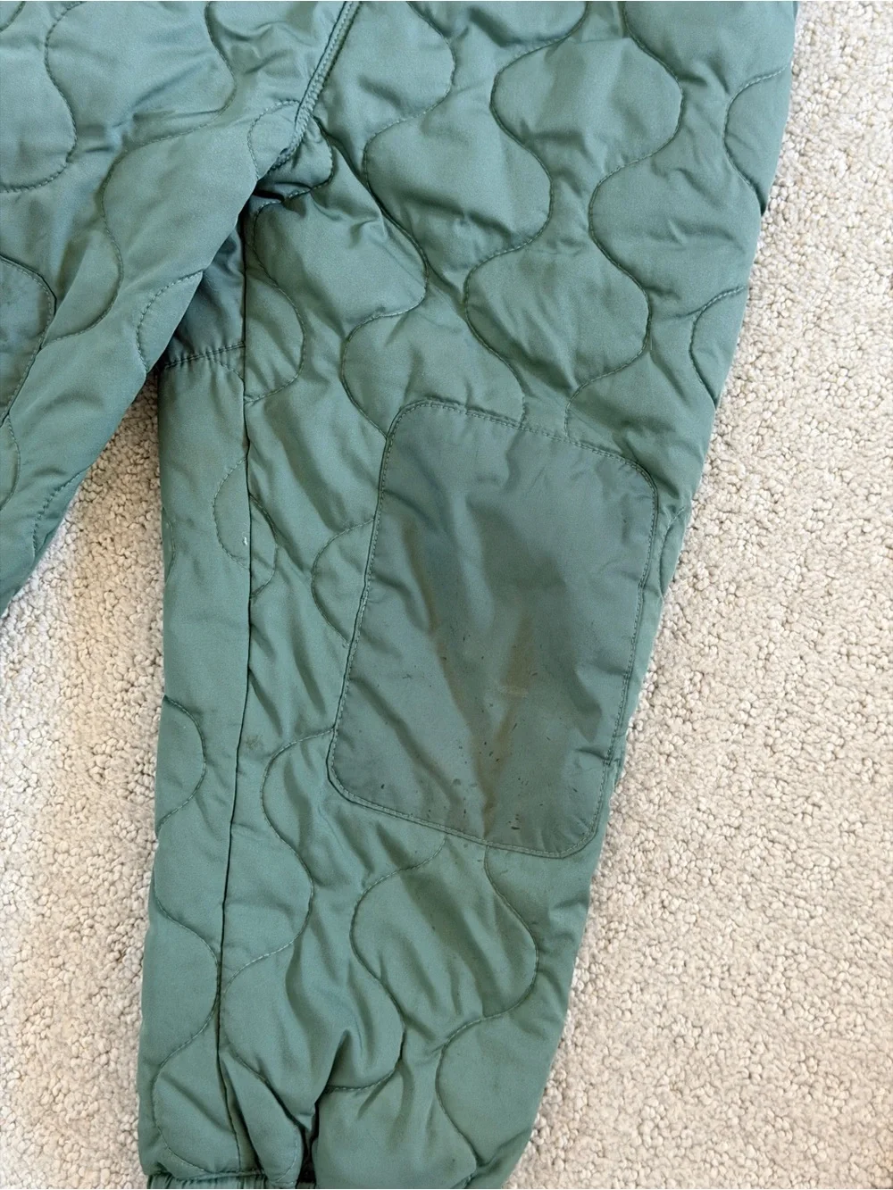 Patagonia Olive Green Quilted Kids Jacket and Snow Pants